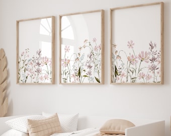Wildflower Nursery Wall Art Floral Prints Botanical Wall Art Flower ...