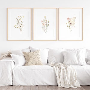 WILDFLOWER PRINT Wildflower Wall Art Botanical Prints Kitchen Prints Floral Wall Art Wildflower Print Set Botanical Wall Decor Living Room