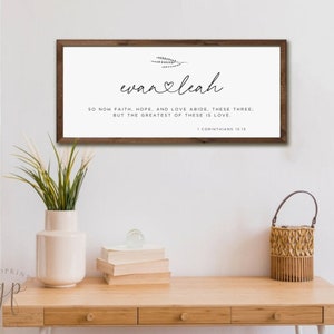 BIBLE VERSE DECOR - Marriage Bible Verse Wall Art, Couple Name Sign, Wedding Gift, Anniversary Gift, Christian Wall Art, Corinthians Verse