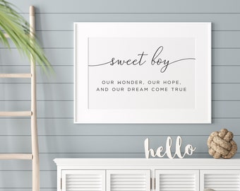 SWEET BOY - Boy Nursery Wall Art, Nursery Decor, Nursery Boy Wall Decor, Nursery Decor Boy, Nursery Decor Wall Art, Nursery Quote