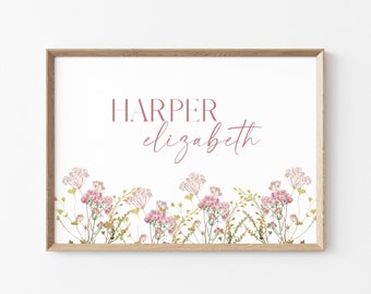 Custom Nursery Name Sign for Girl | Girl Nursery Wall Art | Personalized Baby Shower Gift | Above the Crib Decor | Modern Nursery