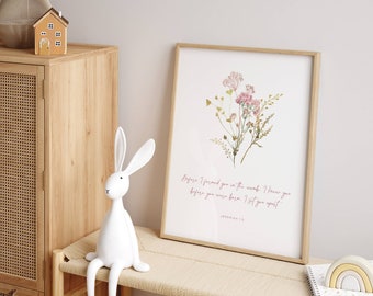 CHRISTIAN NURSERY DECOR Girl Nursery Wall Art Bible Verse Jeremiah 1:5 Baby Room Wall Art Floral Nursery Scripture Baby Shower Gift Idea
