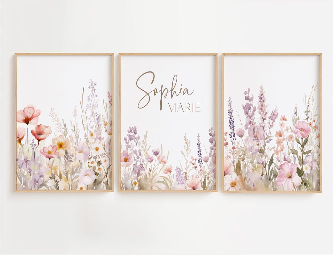 Wildflower Nursery Decor Botanical Print Nursery Floral Nursery Name ...