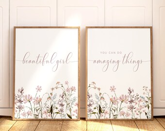 Boho Nursery Wall Art, Wildflower Nursery Decor, Botanical Print, Floral Nursery Art, Girl Nursery Decor, Wildflower Prints Flowers, Newborn