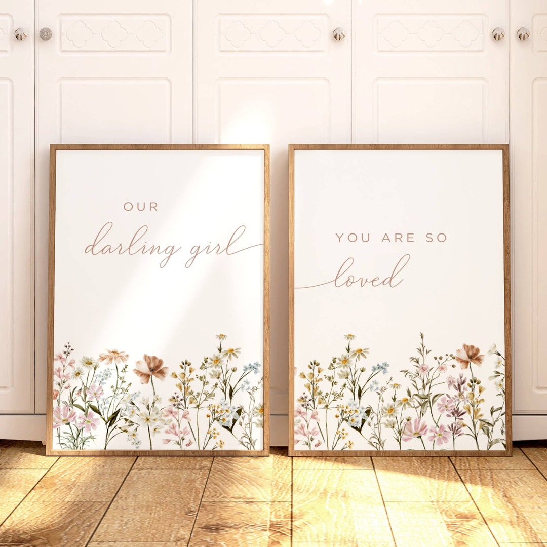 Boho Nursery Wall Art, Wildflower Nursery Decor, Botanical Print