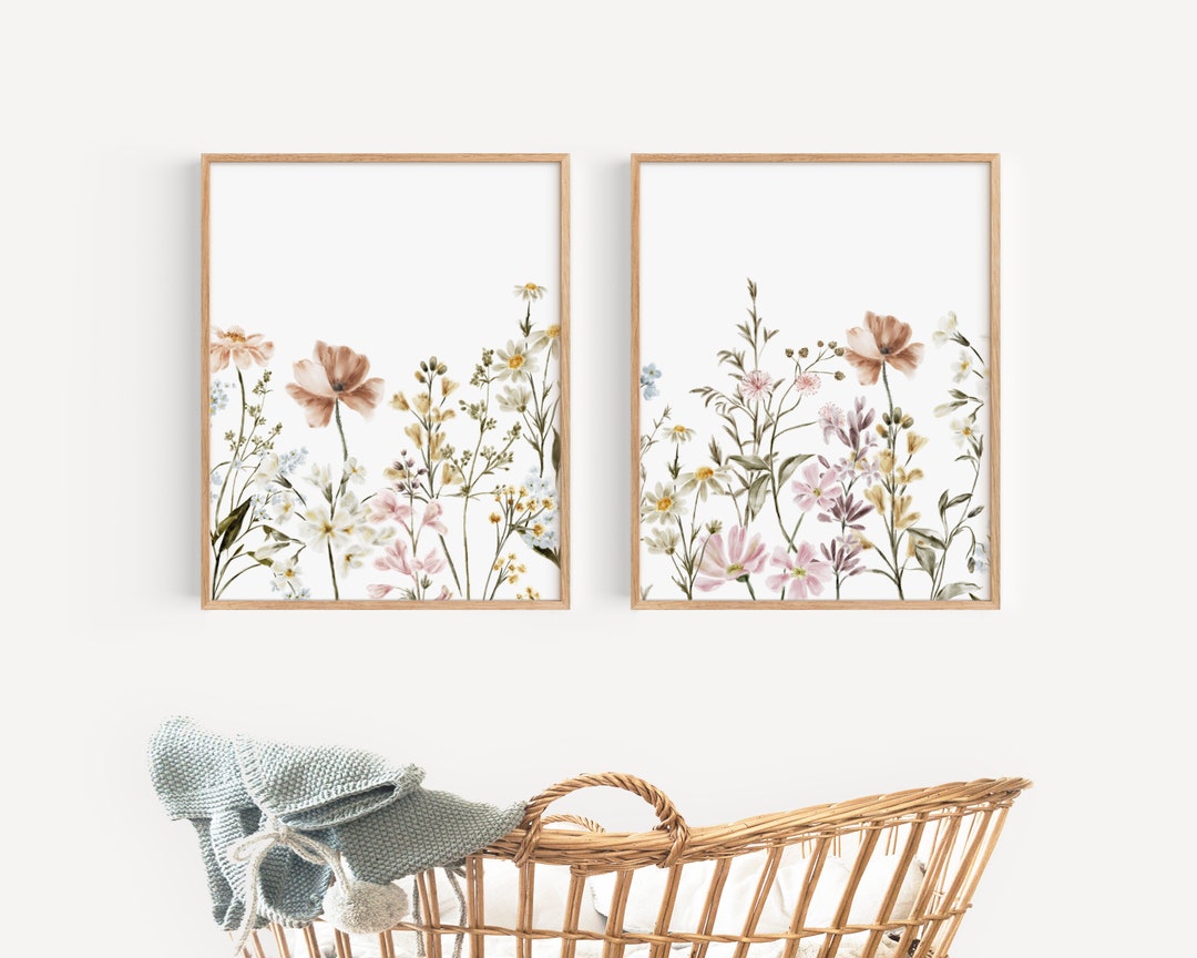 Boho Nursery Wall Art, Wildflower Nursery Decor, Botanical Print ...