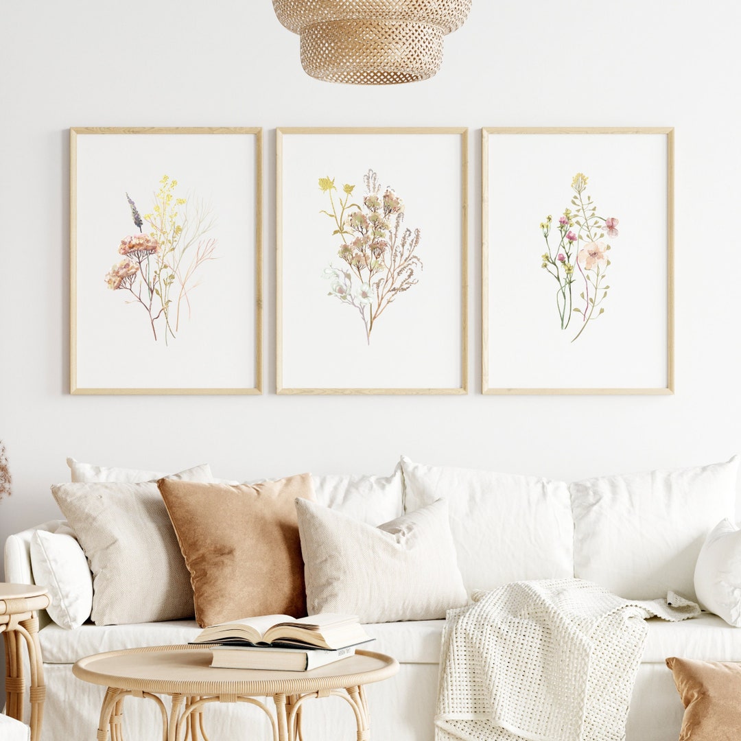 WATERCOLOR BOTANICAL PRINTS Boho Wall Decor Living Room - Etsy