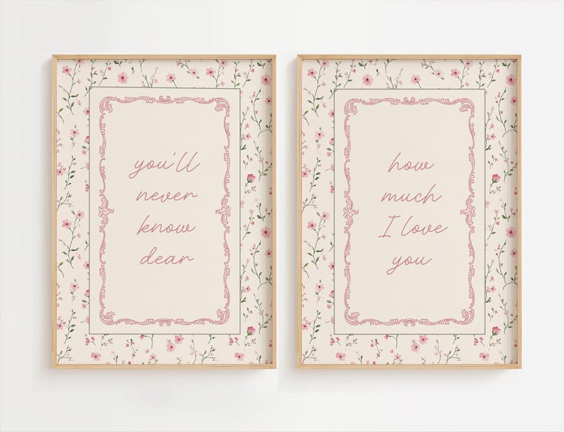 Girl Nursery Wall Art Set of 2: Vintage Flower Prints for Baby Girl ...