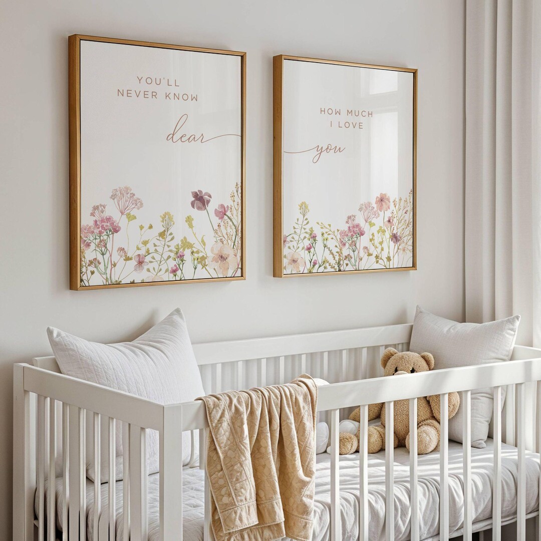 Wildflower Nursery Wall Art, Set of 2 Prints Girl Baby Room, You'll ...