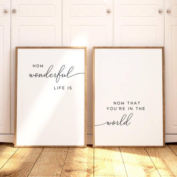 Nursery Prints Set of 2, Minimalist Nursery Wall Art, Gender Neutral Nursery Decor, Baby Room Modern Prints, Shower Gift Idea Wonderful Life