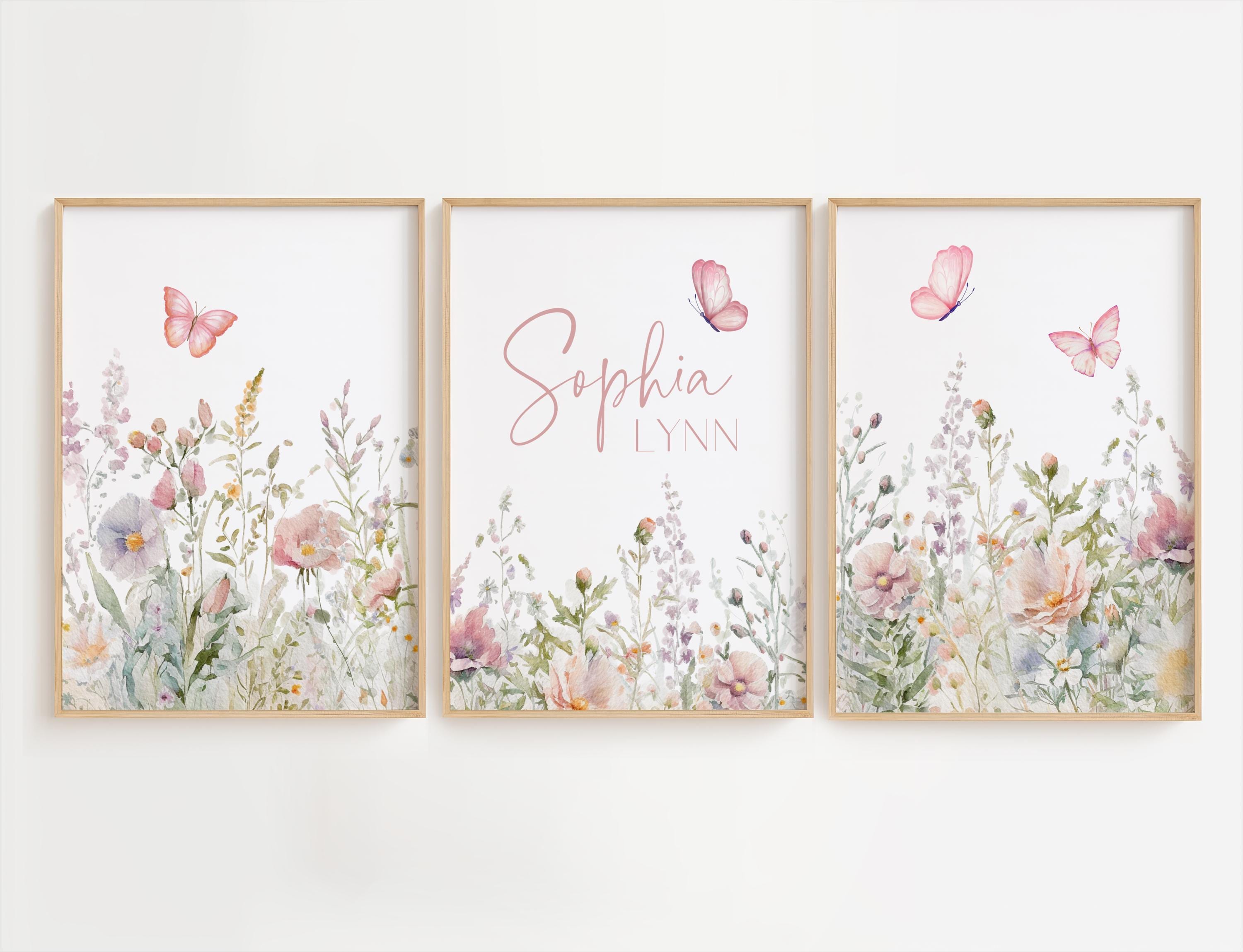 Butterfly Nursery Wall Art Flower Prints Nursery Botanical Prints Girl ...