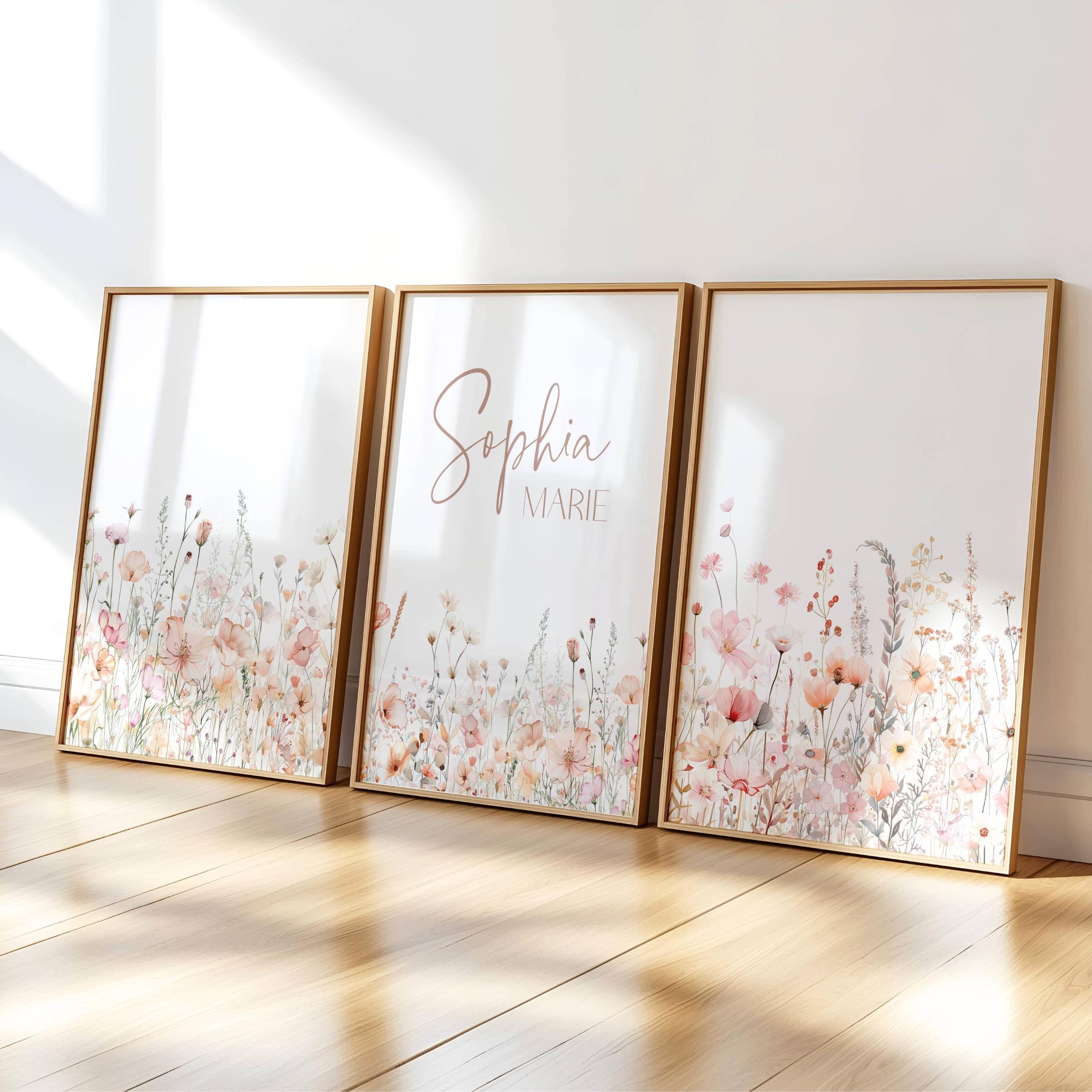 Nursery Wall Art Wildflower Girl Room Decor Botanical Print Floral ...