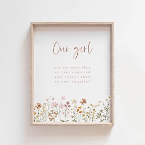 Wildflower Nursery Print, Boho Nursery Wall Art, Floral Watercolor Print, Floral Nursery Art, Botanical Print, Floral Our Girl