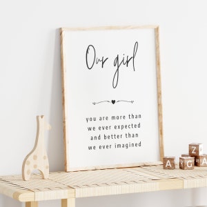 Baby Girl Nursery Decor Girl Room Wall Art Our Girl Print Nursery Wall Decor Minimalist Nursery Quote Girl Baby Shower Gift Idea Modern