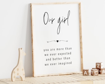 Baby Girl Nursery Decor Girl Room Wall Art Our Girl Print Nursery Wall Decor Minimalist Nursery Quote Girl Baby Shower Gift Idea Modern