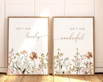 Boho Nursery Wall Art, Wildflower Nursery Decor, Botanical Print, Floral Nursery, Girl Nursery Decor, Vintage Flower Nursery, Girl Room Art