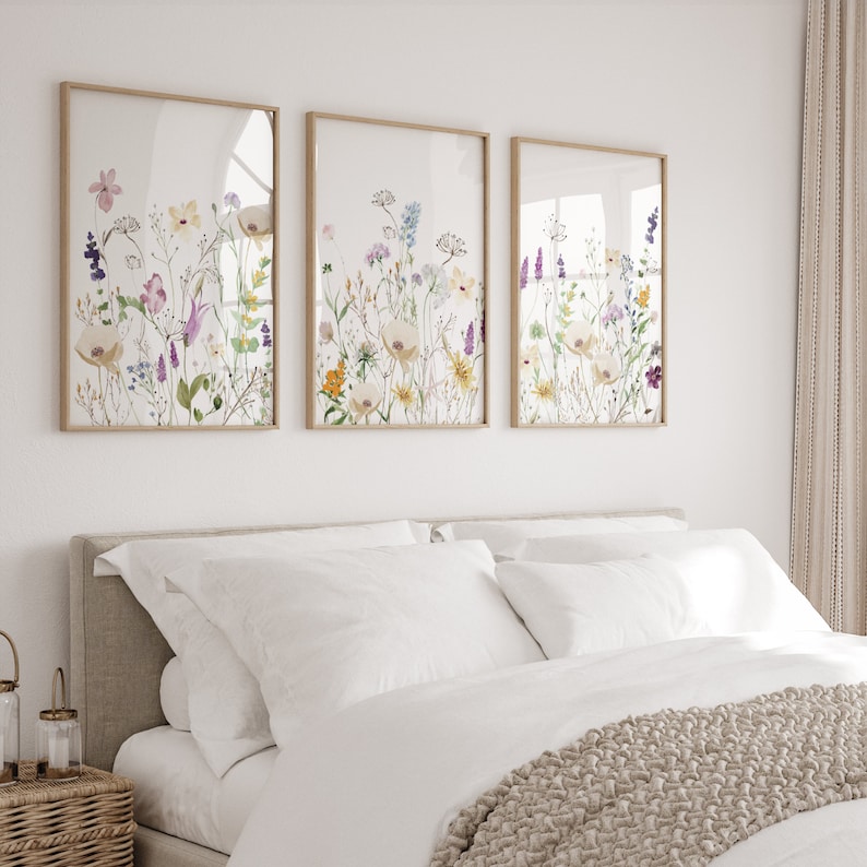 Watercolor Botanical Prints Set of 3 Wildflower Prints Floral Nursery ...