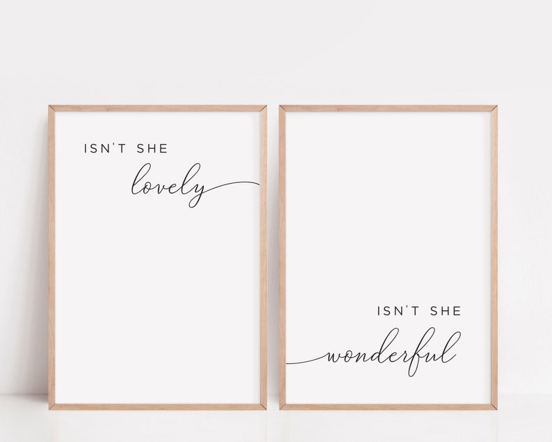 set of 2 nursery wall art for a girl room with song lyrics