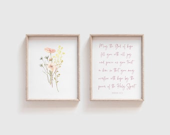 Christian Wall Decor Botanical Print Wildflower Wall Art Biblia Versículo Impresión Regalo Día de las Madres Escritura Floral Regalo para Esposa Sentimental