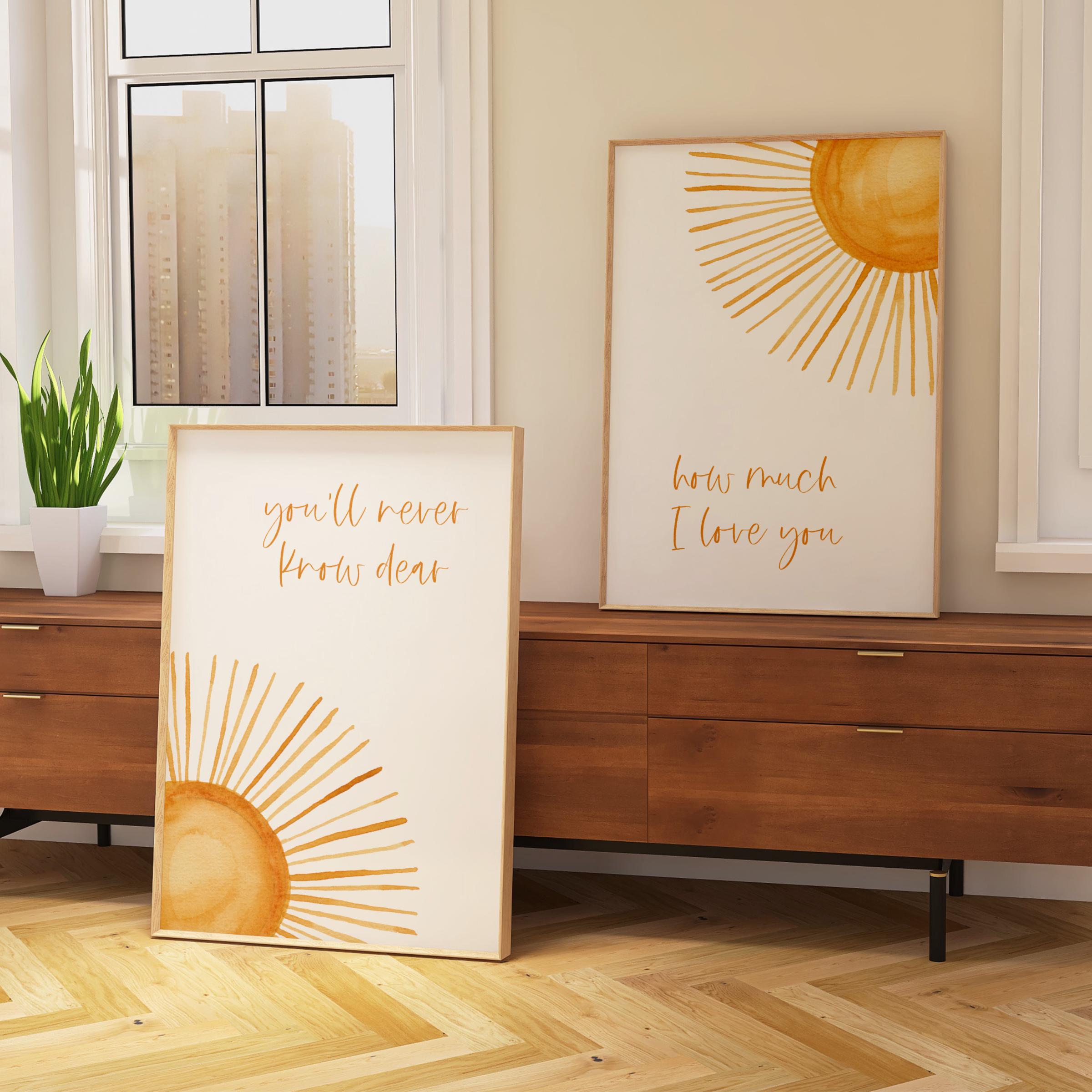 Nursery Wall Art Sun Nursery Wall Art With Yellow Sunshine Boho Baby ...