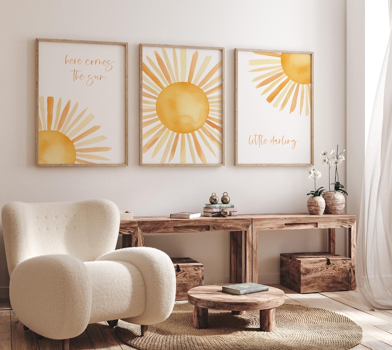 Nursery Print Sunshine, Boho Sun Nursery Wall Decor, Sun Nursery Print ...