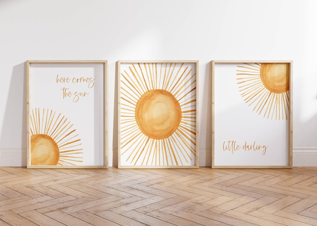 Sun Nursery Decor for Baby Room Boho Wall Art Set of 3 Prints Nursery ...