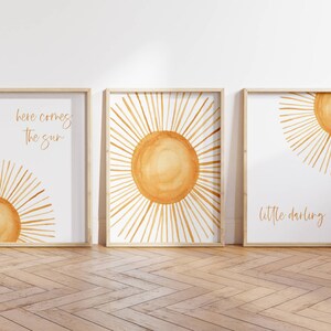 Sun Nursery Decor for Baby Room Boho Wall Art Set of 3 Prints Nursery Wall Decor Sunshine Baby Shower Gift Print Nursery Sunshine Wall Art