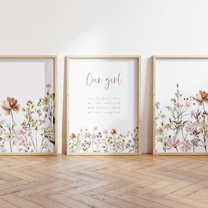 Boho Nursery Wall Art, Wildflower Nursery Decor, Botanical Print, Floral Nursery, Girl Nursery Decor, Flower Nursery, Our Girl Print Nursery