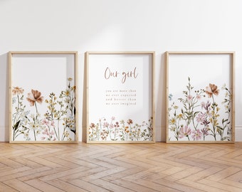 Boho Nursery Wall Art, Wildflower Nursery Decor, Botanical Print, Floral Nursery, Girl Nursery Decor, Flower Nursery, Our Girl Print Nursery