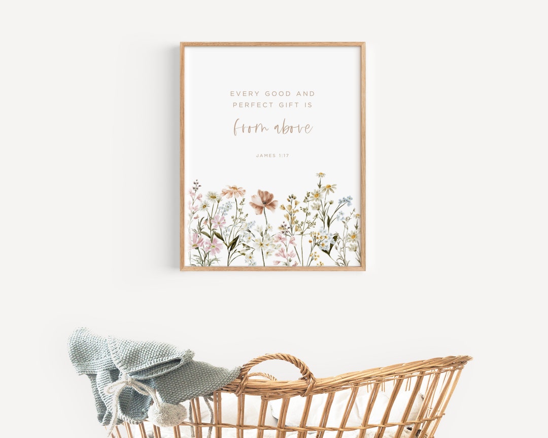 Christian Nursery Print Bible Verse Nursery Wall Art Boho Flower
