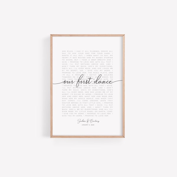 First Dance Lyrics - Etsy