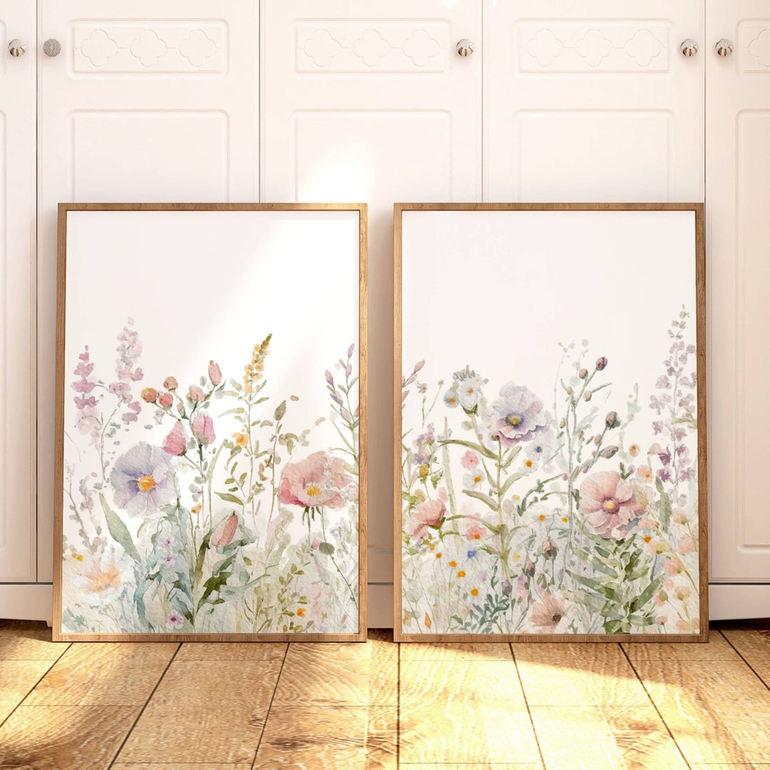 Botanical Wall Art, Flower Wall Art Decor, Boho Nursery Wall Art ...