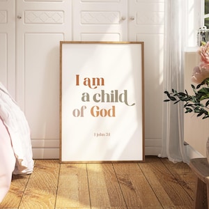 Christian Nursery Wall Art Bible Verse Wall Art Nursery Scripture Wall Decor Child of God Print Retro Nursery Girl Modern Baby Shower Gift