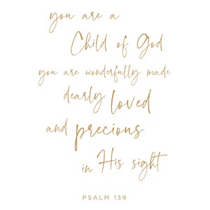 Christian nursery wall art set of 3 prints with Psalm 139 bible verse and sunshine
