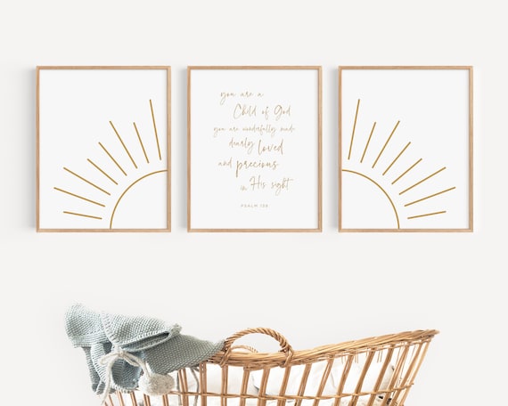 Christian Nursery Wall Decor, Nursery Bible Verse Wall Art, Boho Setting Sun Nursery Wall Art Print, Boho Sunshine, Gender Neutral