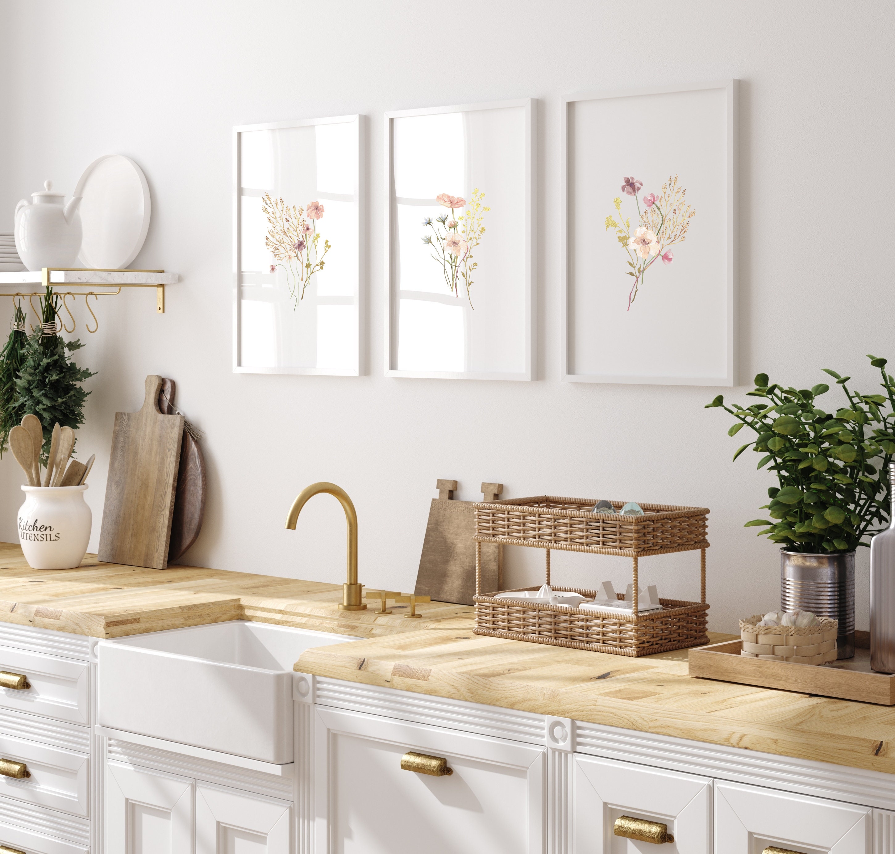 VINTAGE BOTANICAL DECOR Farmhouse Floral Wall Art Etsy