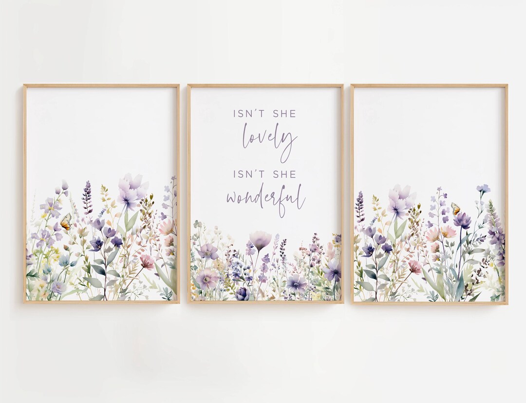 Girl Nursery Wall Art Flowers Watercolor Baby Room Wall Decor Floral ...