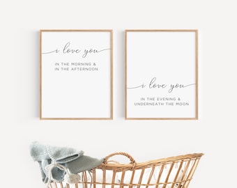 Nursery Decor Boy Nursery Wall Art Girl Nursery Wall Decor Song Lyric Baby Room Print I Love You in the Morning and in the Afternoon