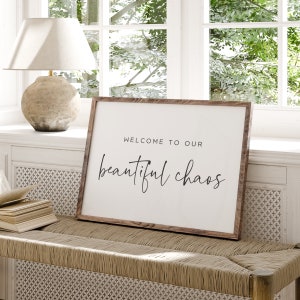 Welcome Sign | Welcome to Our Beautiful Chaos Wall Art | Entry Way Print | Minimalist Living Room Wall Art | Family Room Wall Decor