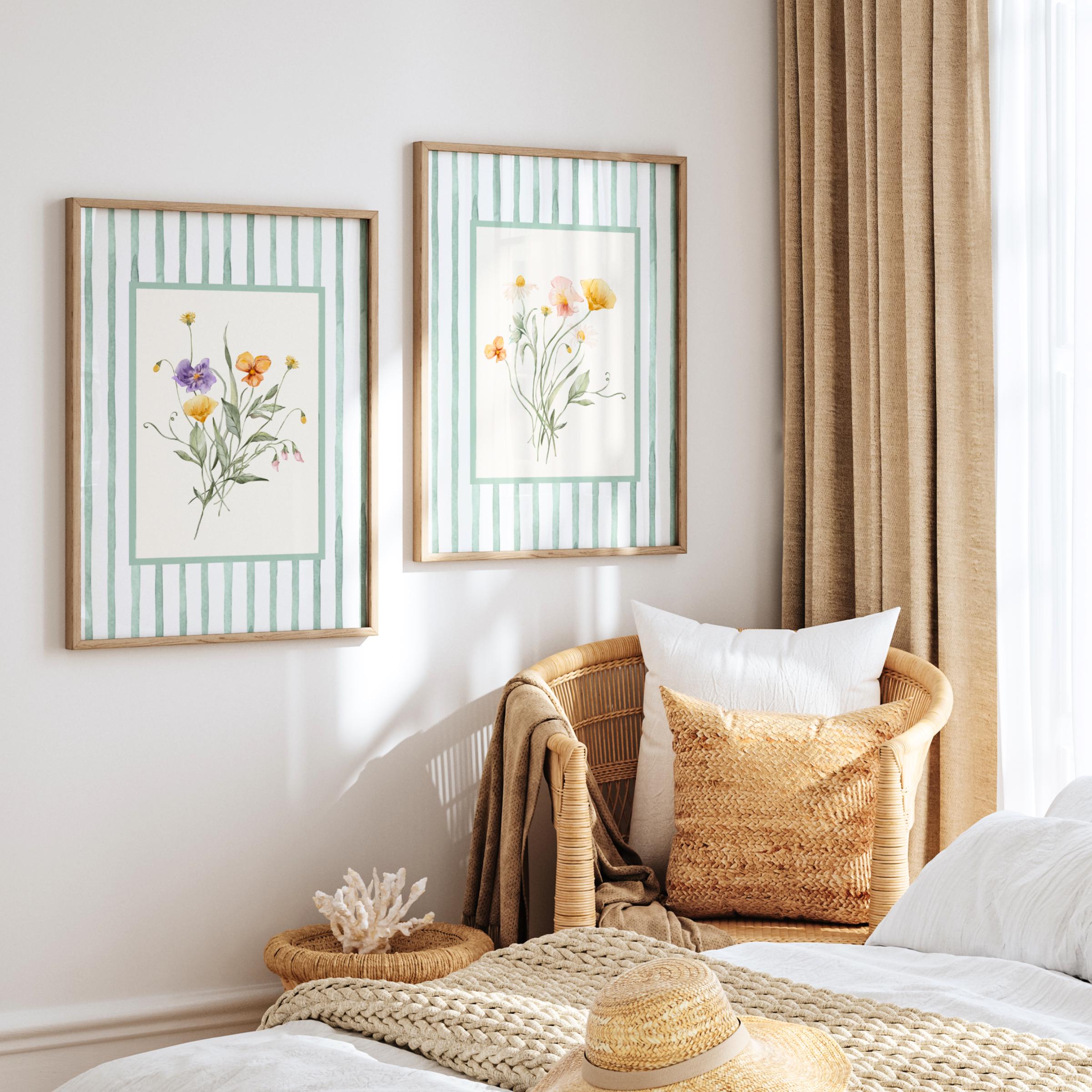 Wildflower Print Set, Farmhouse Cottagecore Wall Art Set of 2 - Etsy