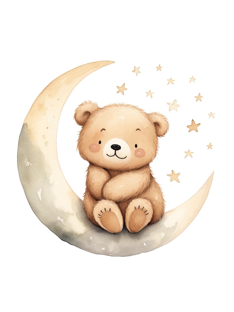 Teddy Bear Nursery Wall Art Neutral Teddy Bear Prints Cute Bear Posters Toddler Room Custom Name and Initial Nursery Print Sleepy Bear Print
