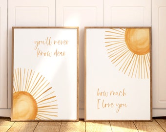 Sunshine Boho Nursery Wall Decor, Boy Nursery Wall Art, Girl Room You'll Never Know Dear, Baby Shower Gift, Gender Neutral Nursery Decor