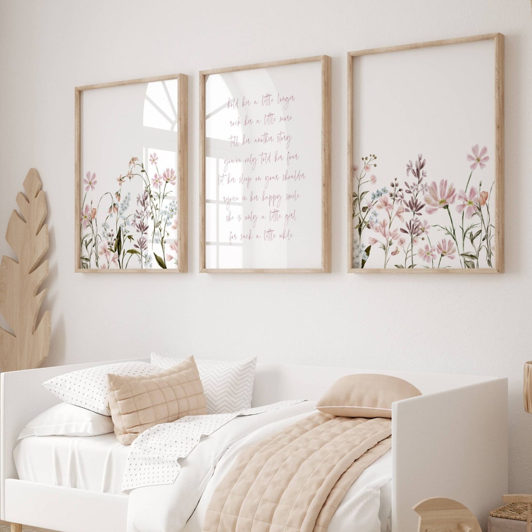 Boho Nursery Wall Art, Wildflower Nursery Decor, Floral Nursery, Girl ...