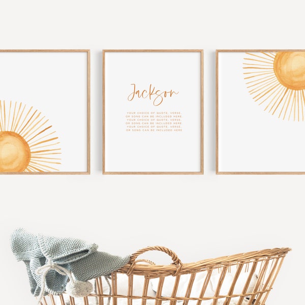 Nursery Decor Sun Nursery Decor Boy Boho Wall Art Baby Girl Room Name Sign Baby Shower Gift Personalized Gender Neutral Baby Gift