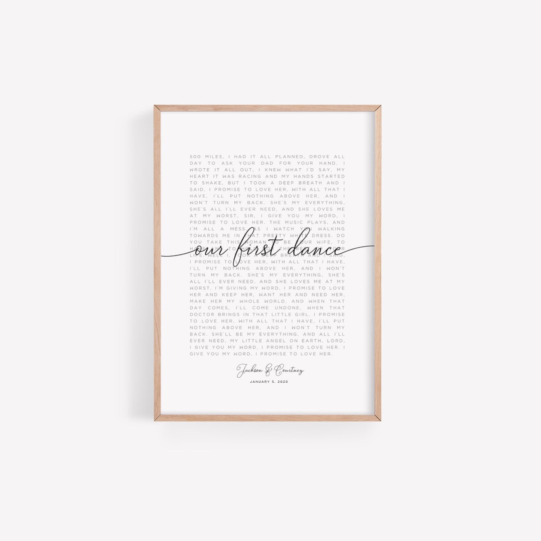 First Dance Lyrics First Dance Song Lyrics Wall Art First Dance Song