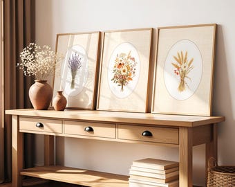 Fall Botanical Print Set, Autumn Gallery Wall Art, Minimalist Wall Decor, Modern Fall Colors
