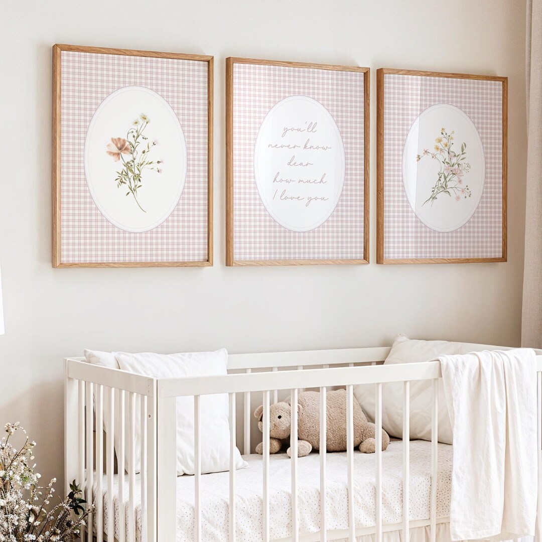Nursery Wall Art Farmhouse Baby Girl Wall Decor Wildflower Set of 3 You