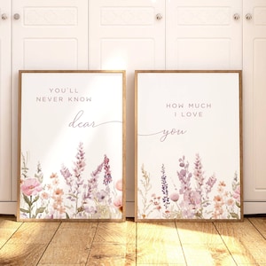 Sztuka ścienna do pokoju dziecięcego Wildflower Pink Flower Purple Nursery Print Floral Nursery Art Girl Nursery Decor Youll Never Know Dear Nursery Print Gift