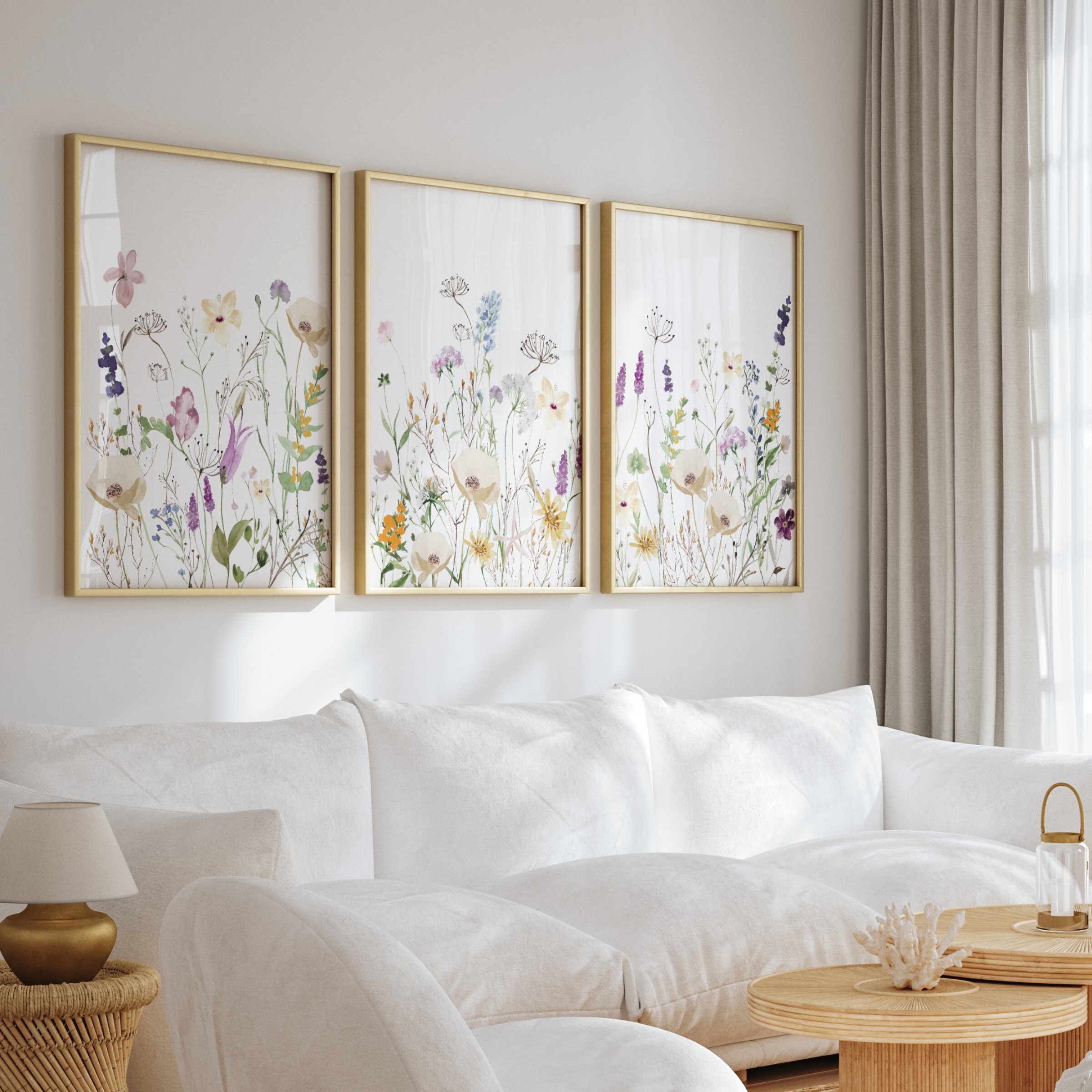 Watercolor Botanical Prints Set of 3 Wildflower Prints Floral Nursery ...