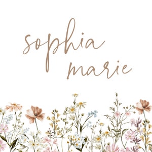 Nursery Name Sign Girl Nursery Print Baby Shower Gift Minimalist Nursery Botanical Wall Decor Nursery Wildflower Wall Art Nursery Gift
